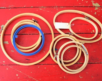 Embroidery Hoops, various sizes, vintage wood needlepoint hoop
