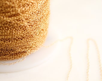 14k Gold Filled Chain by the Foot - 1.3mm Round Cable Chain - Thin Chain - Gold Chain - Wholesale Chain - Custom Length / GF-CH001