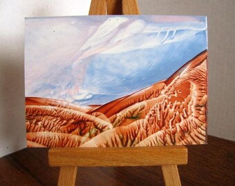 ACEO On a Clear Day, You Can See Forever Encaustic (Wax) Miniature Original Painting / Hills, Sky / SFA (Small Format Art)