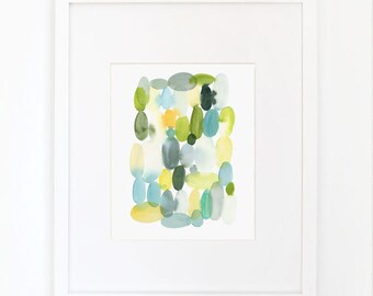 Ovals in Sap Green- Watercolor Art Print