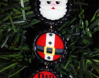 PERSONALIZED Santa Claus Bottle Cap Christmas Ornament *ANY NAME* new