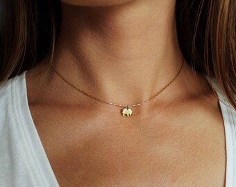 Elephant Necklace, Elephant Gifts, Gold Pendant, Elephant Jewelry, Elephant Charm Necklace, Tiny Elephant Pendant, Gold Elephant Choker