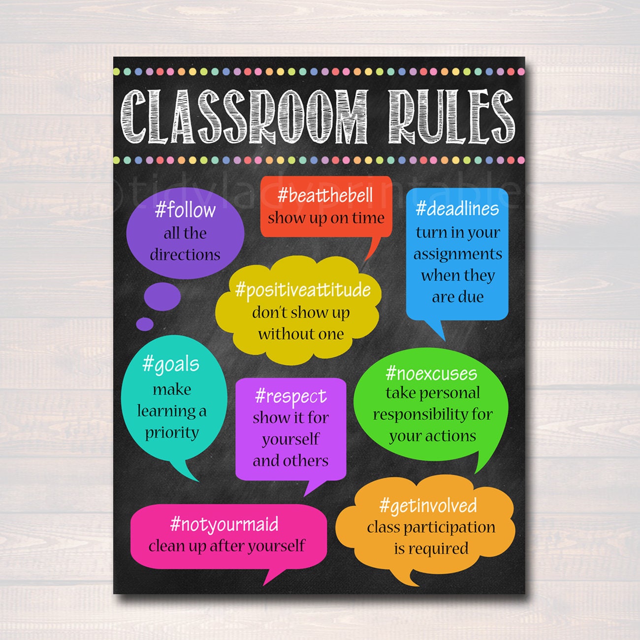 Hashtag Classroom Rules Poster Classroom Policies Poster