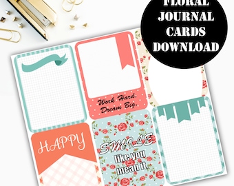 Floral Print Journaling Card Printable / Journal Cards / Scrapbook Kit / Journaling List / Listers Gotta List / Instant Download 00085