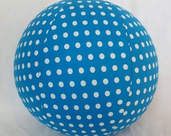 Fabric Balloon Ball Cover - TOY - Royal Blue Polka Dots - Great stocking stuffer or Baby Shower Gift