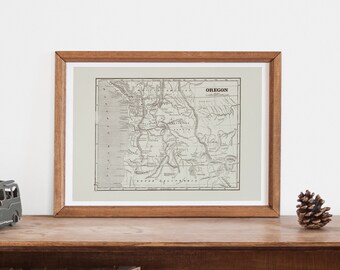 VINTAGE OREGON MAP - Antique Map of Oregon, Professional Reproduction