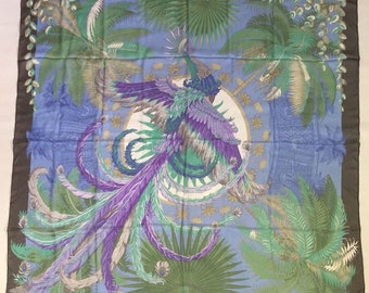 Authentic Hermes Chiffon Mousseline Scarf Shawl Mythiques Phoenix