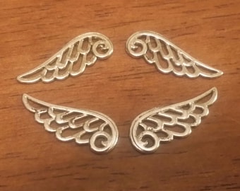 Wing Charms - 10 pc. - Angel Wing Charms - Lacy Wings - Lead Free - Lead Free Charms - Silver Wings - Silver Wing Charms
