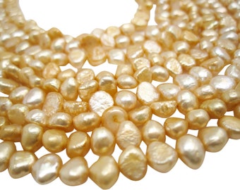 Freshwater Pearl Beads, Yellow Pearls, Potato Shape, SKU 4659