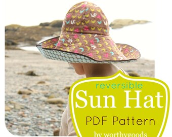 Sun Hat PDF Pattern - Womens Over the Top Sunhat DIY Sewing Project Pattern - Floppy Hat Digital File Download