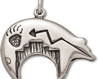 Sterling Silver Heartline Bear Charm Pendant 3D Animal Arrow Claw