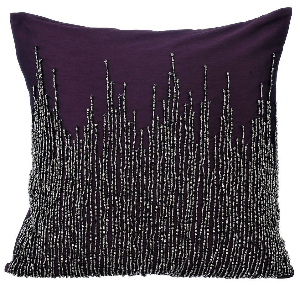 Handmade Purple Throw Pillows Cover 16x16 Cotton