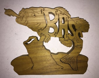 Bass Fish Wood Puzzle - 5 x 7 approx.