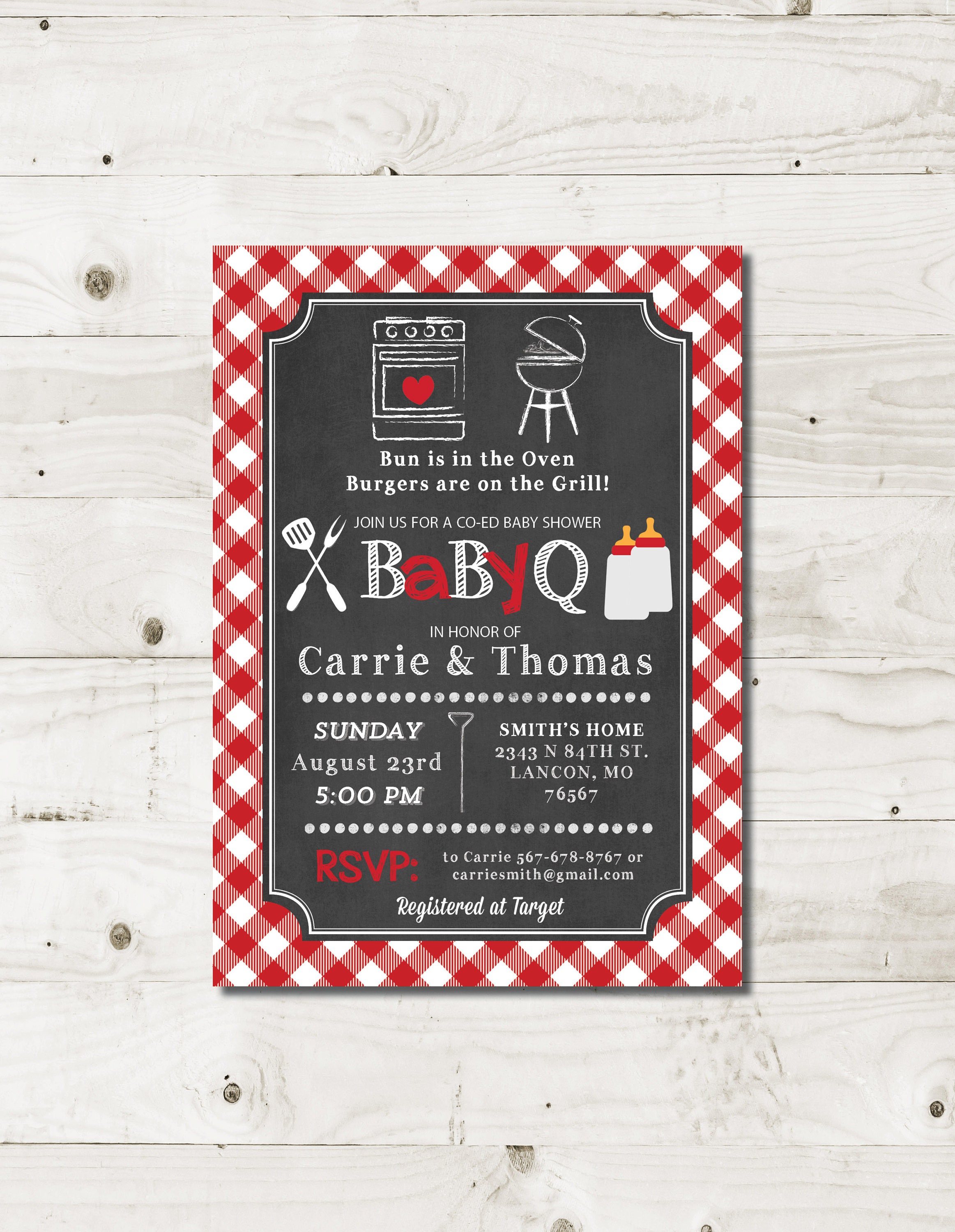 Baby Q Invitation Gender Neutral Coed Baby Shower Baby Q