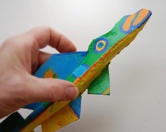 Colorful Fish Art - Ready to Hang Whimsical Funky Fish Wall Decor for Lake House, Kitchen, Bath - Painted Recycled Wood