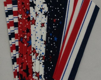 Stars and Stripes Fabric Washi Tape, 15 strips
