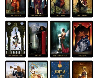 Venetian Tarot Deck Divination Tarot Cards Unique Illustrated Occult Cards for Tarot Reading Inspired by History of the Venetian Carnival