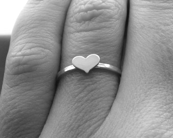 Sterling Silver Tiny Heart Ring, Sterling Silver Heart Ring, Small Heart Ring, Heart Jewelry, Stacking RIngs, Heart Stacking Ring,