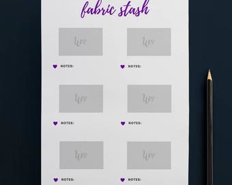 Printable Fabric Stash Organiser in PURPLE (6 to Page) // Fabric Planner //Printable Planner // A4 Size //Paper // Instant Download