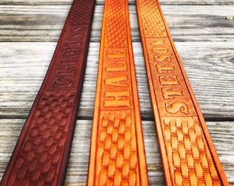 Custom Leather Belt Western Hand-tooled with Name