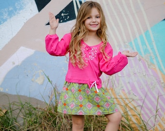 Geometric Hand Embroidered Cotton Dress for Girl
