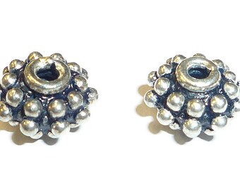 Argent sterling de Style grand trou Intercalaires Perles de Bali (9 mm x 6 mm, trou de 2mm) BA 214 6 pièces par unité