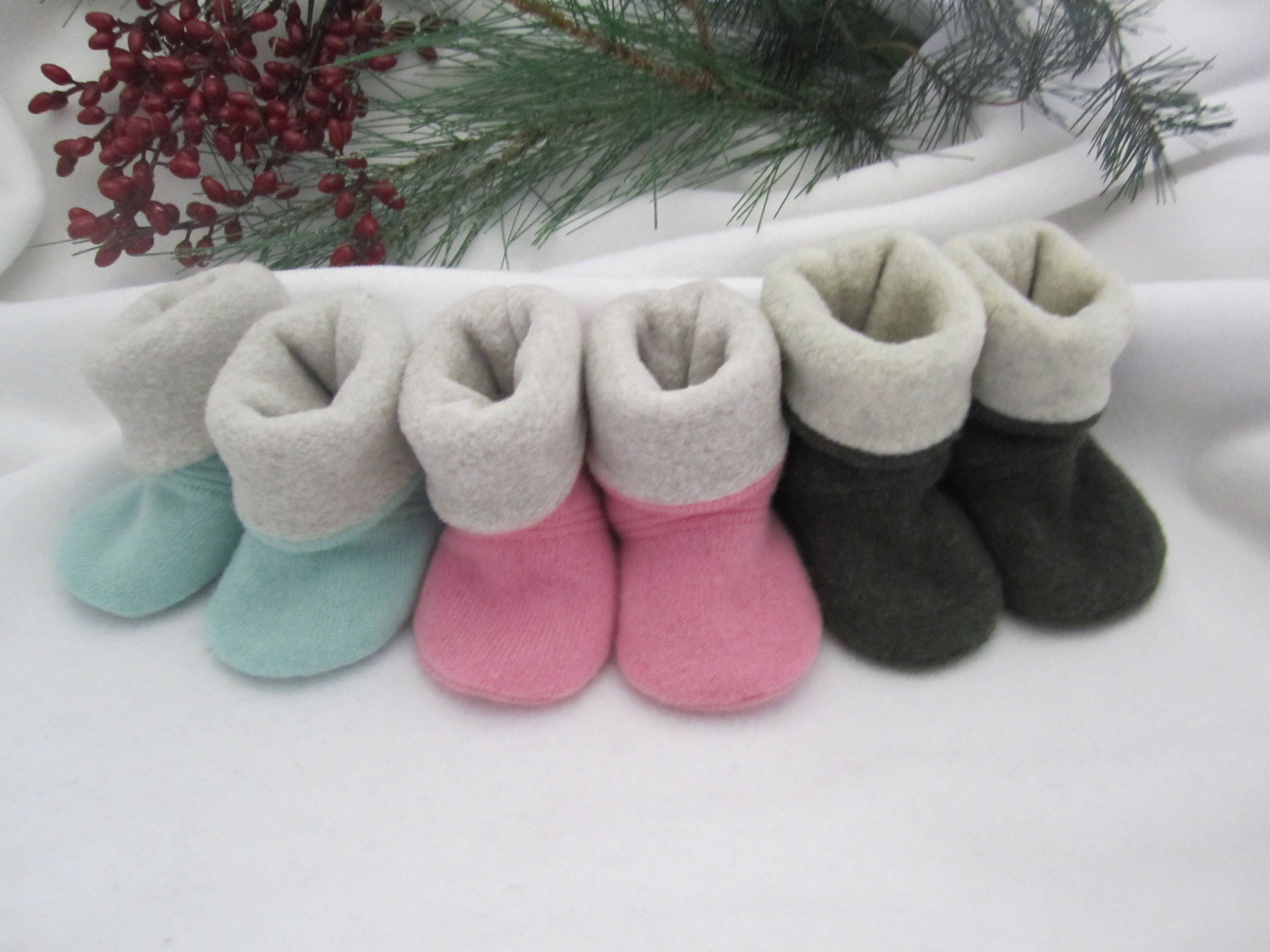 Cashmere sock booties 3 color choices Polartec fleece lining