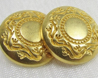 Bright Gold: 13/16" (21mm) Metal Buttons - Set of 2 New / Unused Matching Buttons
