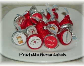 Nurse Printable Hershey Kiss labels INSTANT DOWNLOAD