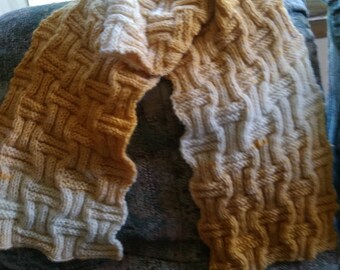 Knitted Wool Checkerboard Scarf