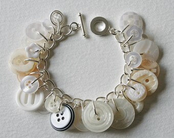 Button Bracelet Pearly Cream and White