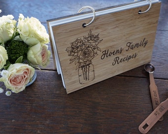 Rose Mason jar Recipe Book, Personalized recipe binder, Mom's present, Rose garden notebook, Shower or Teacher appreciation present,