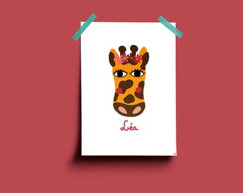 With personalized name giraffe illustration