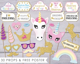 Unicorn Party, Photo Booth Props, Unicorn Birthday, Photobooth Props, Unicorn Props, Unicorn Baby Shower, Unicorn Photo Props, PDF