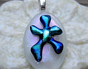 Fused Glass Abstract Flower Pendant