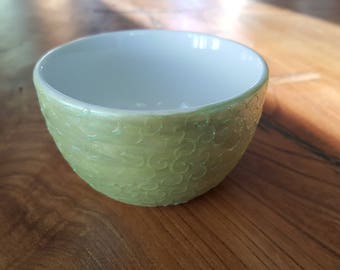 Lime green pearlescent swirls sugar bowl