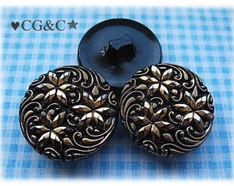 Czech Black & Gold Buttons