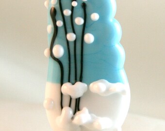 Snow Scene Lampwork Focal Bead SRA Artist
