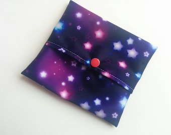 Pink Stars, Purple Galaxy Pad wrap, Mini Wet bag, Small Wet bag, Wet Bag, Cloth Pad Wet Bag, Pad wrapper, snack bag