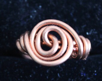 Large Swirl Copper Ring Size 8