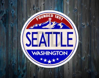 Seattle Washington Vinyl Sticker Decal 3" x 3" Pacific Northwest