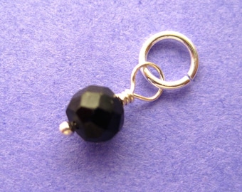 Faceted Black Spinel Gemstone Dangle Charm