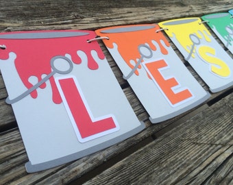 Art Party Banner - Paint Buckets, Paint Party, Rainbow Party, Photo Prop