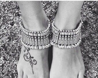 Istanbul ankle bracelet in silver / / / Bohemian gypsy ethnic boho