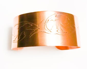 Etched copper cuff bracelet