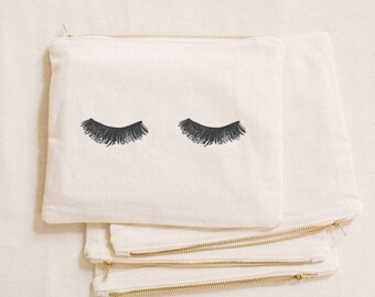 Makeup Bag - Lashes, Calligraphy, cosmetic, pencil case, clutch, wedding favor, present, bridesmaid gift, women's gift