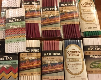APRILSALE Lot of 11 vintage piping, bias tape and rick rack