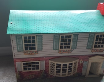 Tin Dollhouse, Marx, Litho, 1950s, vintage dollhouse, metal dollhouse