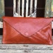 Vintage Orange Leather Envelope Clutch - 1970's - Gino Pucci