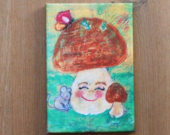 Mushroom print on canvas